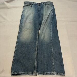 VTG Y2K Old Navy Loose‎ Men Wide Jean-34x30-Med Wash Denim Baggy Emo Skate-4289